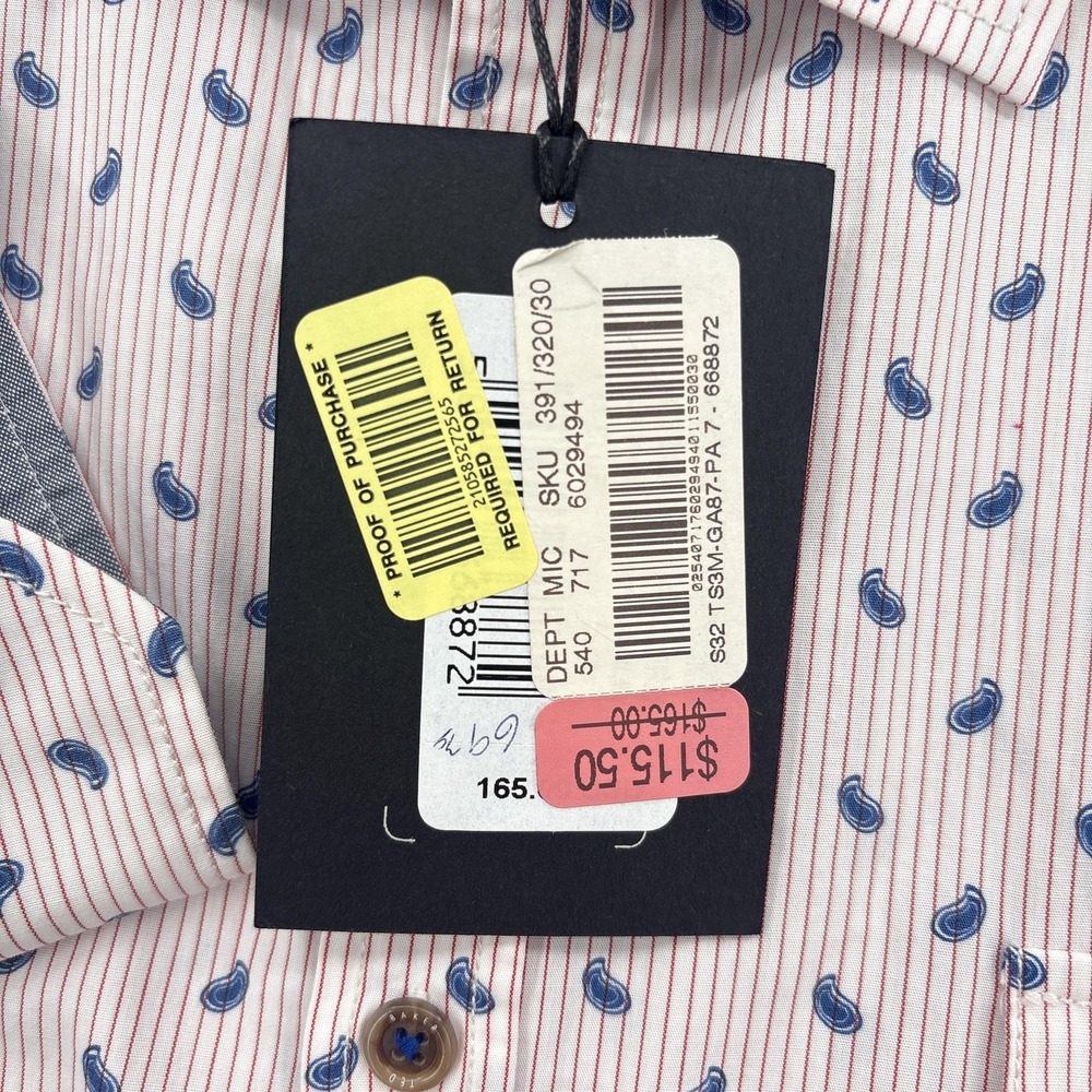 Ted Baker Shirt Mens 3XL White Blue Paisley Stripe Button Up Long Sleeve Cotton‎ - Picture 5 of 13
